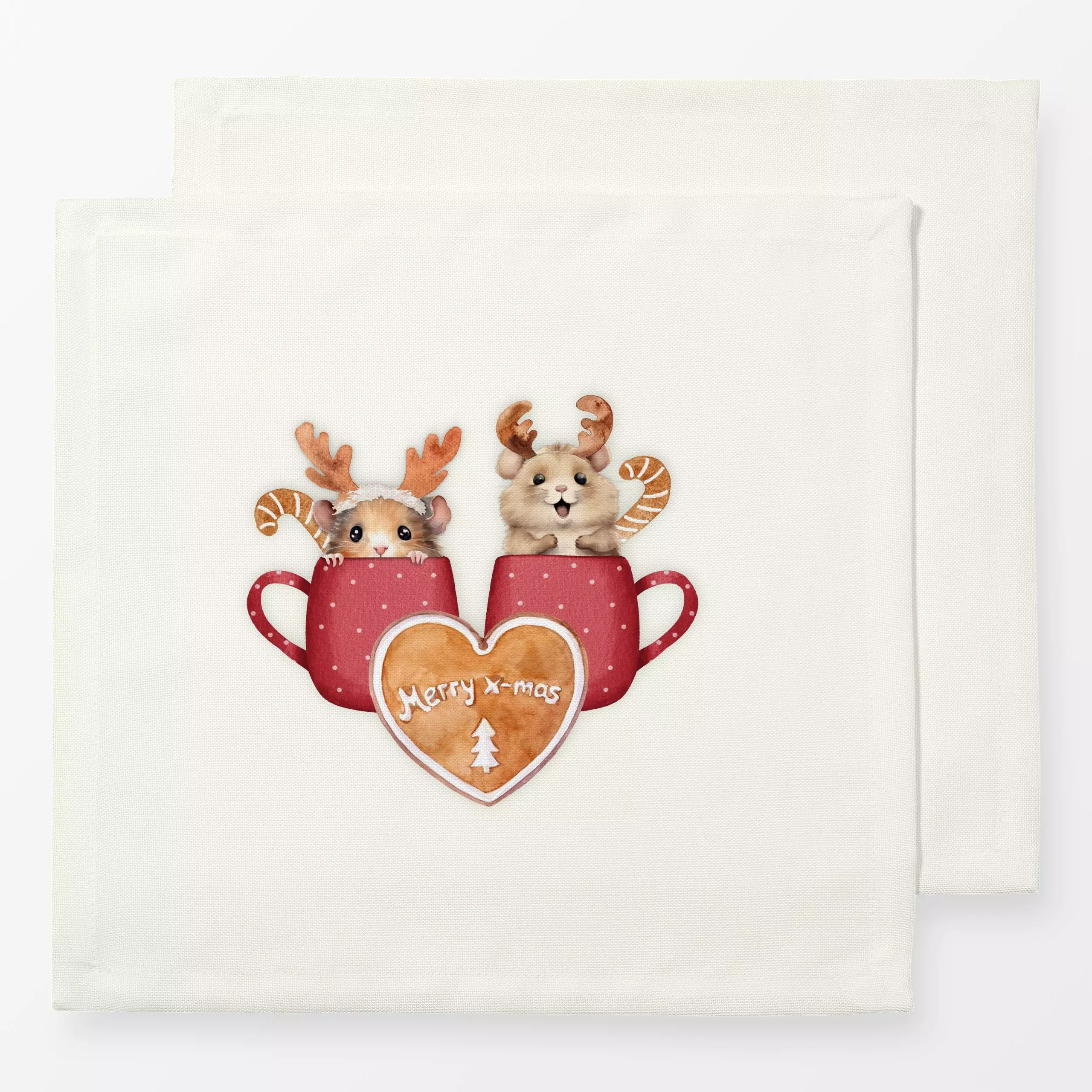 Servietten Holly Jolly Hamster Tasse - Weihnachten, Küche, Essen & Trinken - von „Monika Strigel"; Merry Christmas, Hase, We...