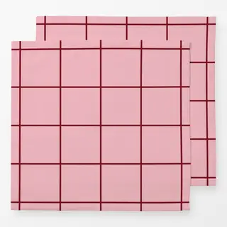 Servietten Love Karo rosa weinrot