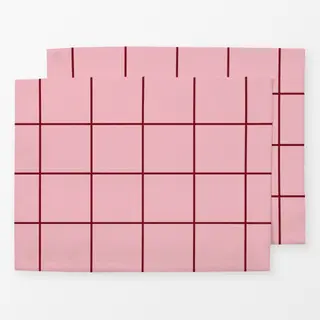 Tischset Love Karo rosa weinrot