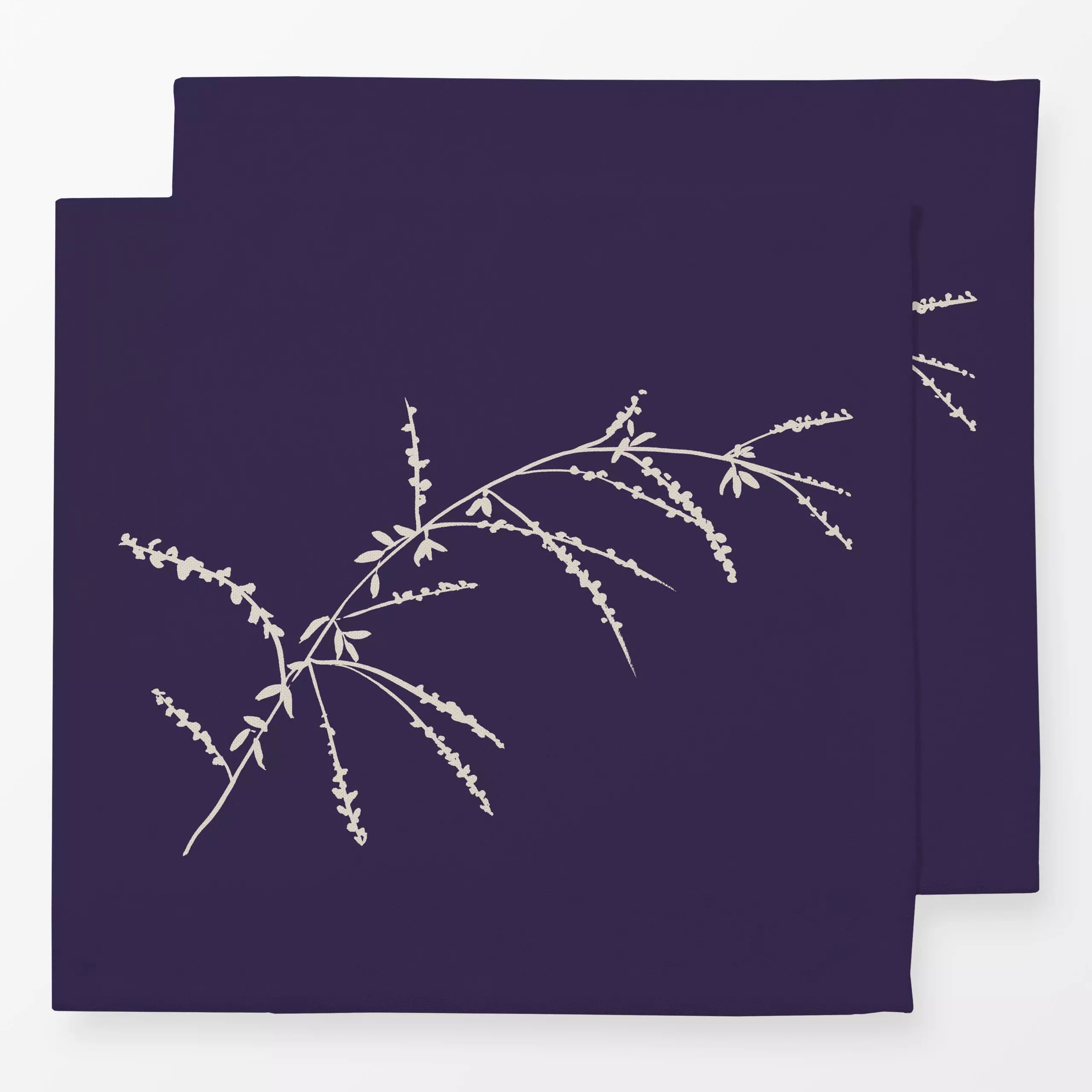 Servietten Blue Spire - Herbst, Pflanzen & Botanik - von „Julia Schumacher"; Zweig, Tusche, Zeichnung, Kissen, indigo, leafl...