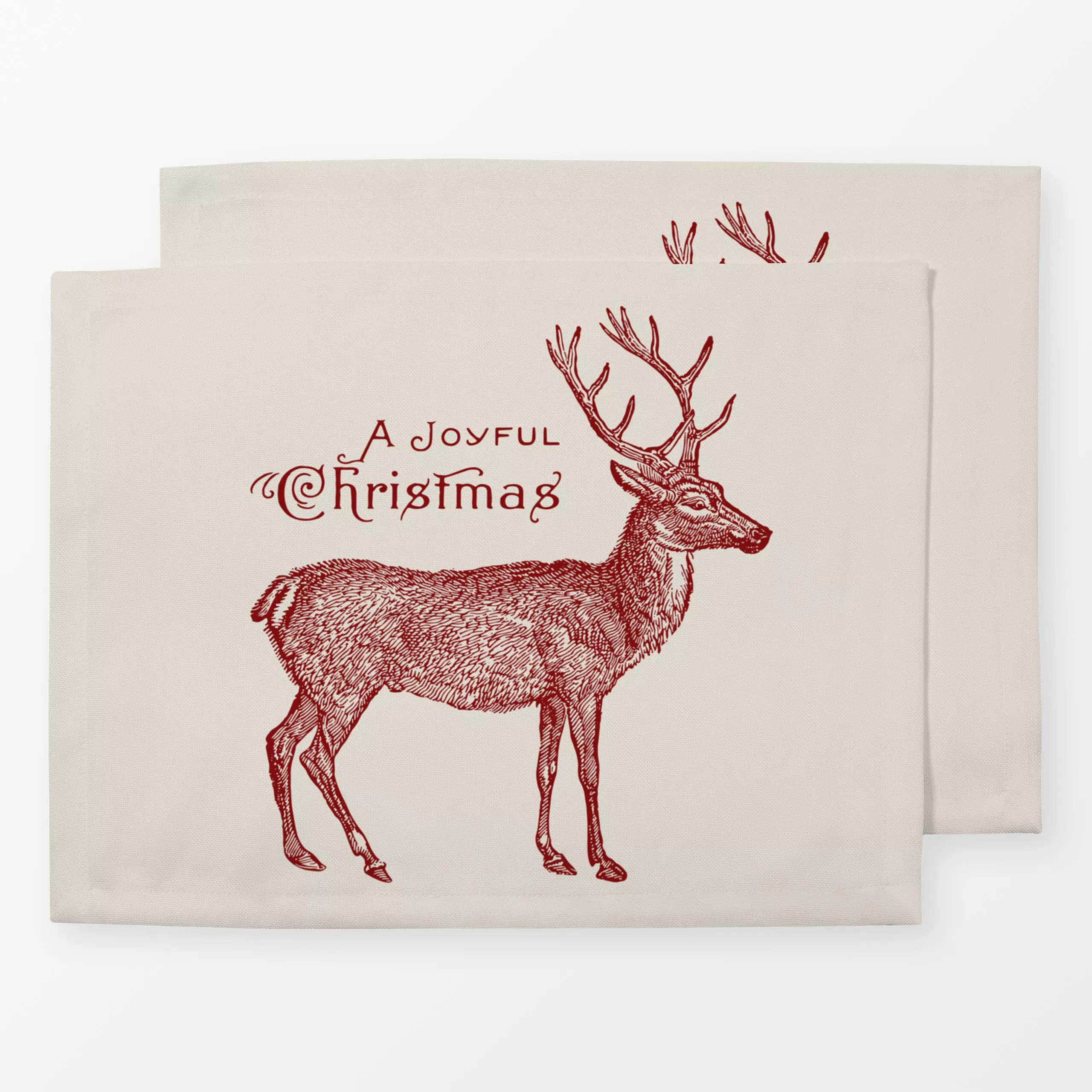 Tischset A Joyful Christmas beige - Weihnachten, Winter, Retro & Vintage - von „Uta Naumann"; boho, skandinavisch, Merry Chr...