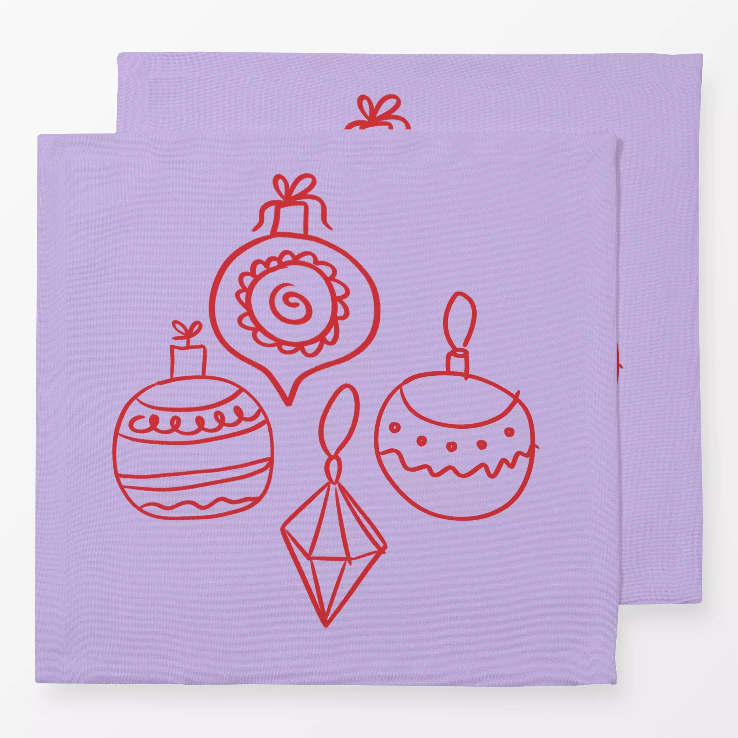Servietten Tannenbaumkugeln Lila - Weihnachten, Anlässe - von „textilwerk"; Illustration, skandinavisch, Weihnachten, Weihna...
