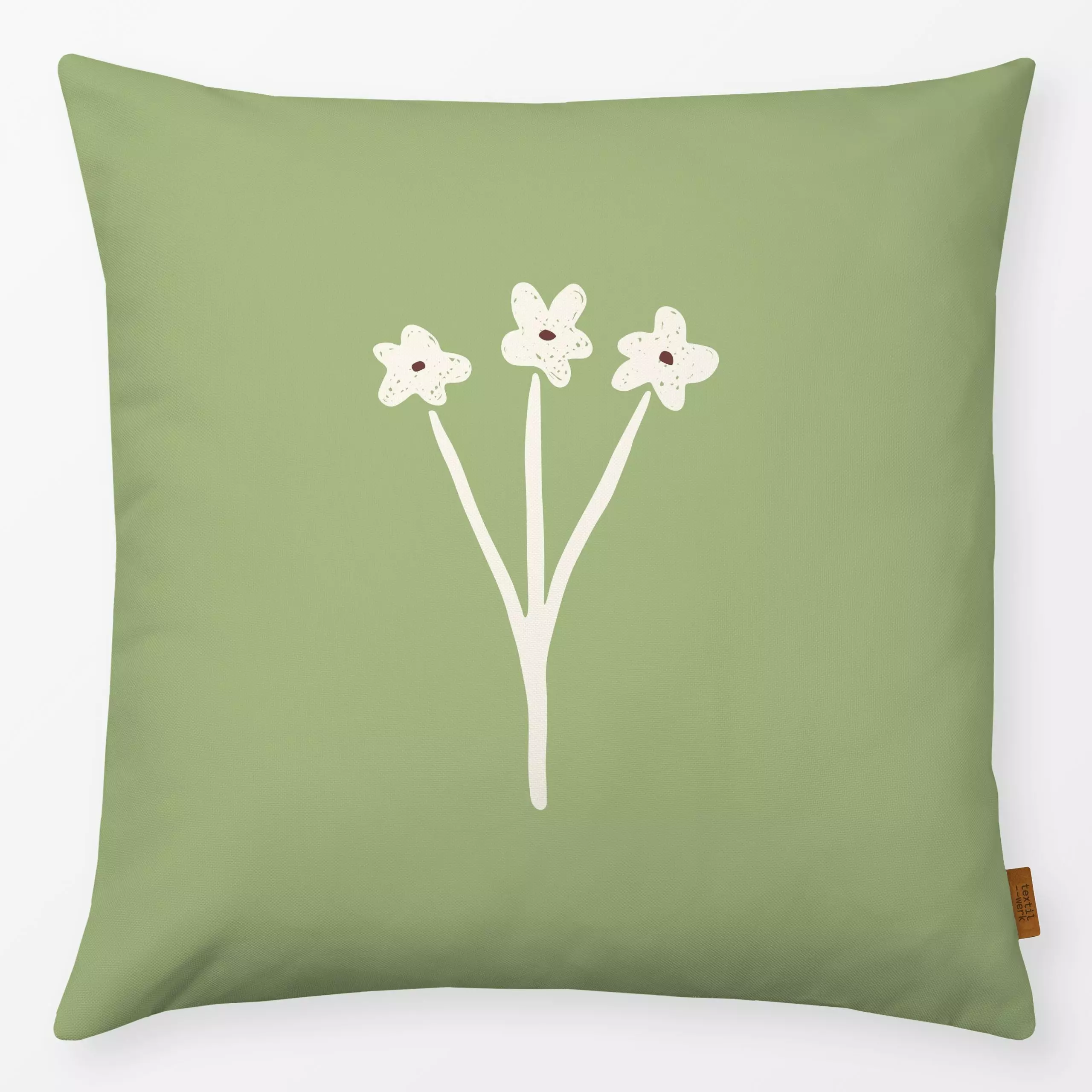 Kissen Blume Frühling grün beige - Blumen & Florales, Frühling, Kinderzimmer & Motive für Kinder - von „Kathrin Woo"; minima...