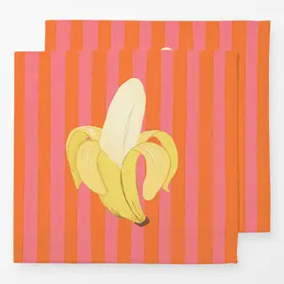 Servietten Banane orange rosa gestreift