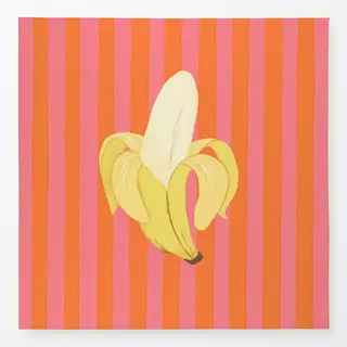 Tischdecke Banane orange rosa gestreift