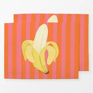 Tischset Banane orange rosa gestreift
