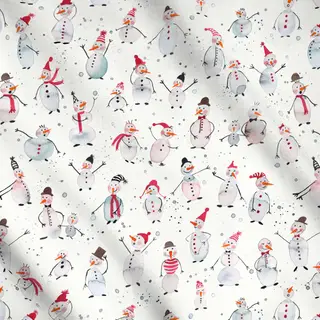 Meterware Winter Niedlich Schneemann Ski