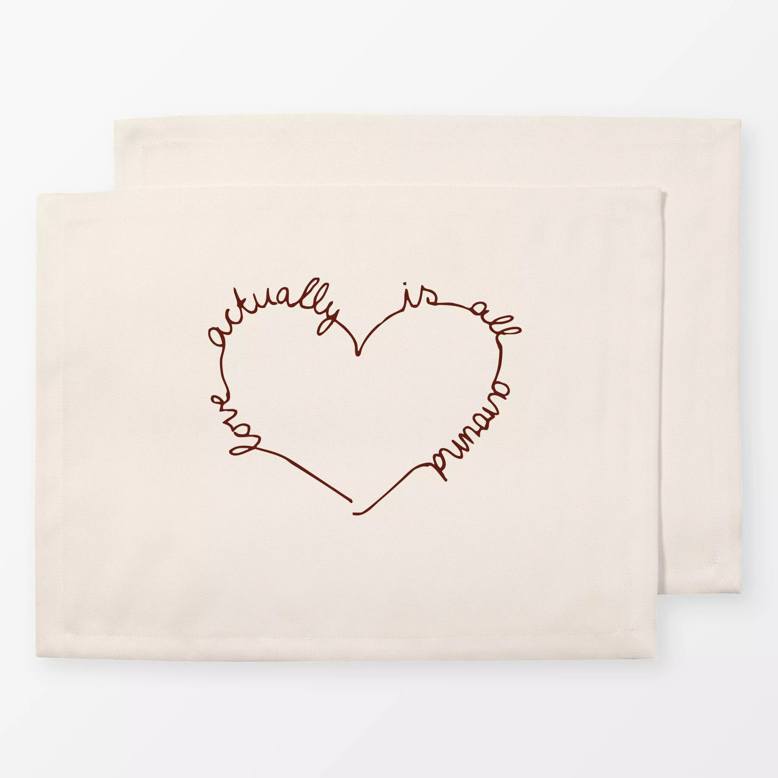 Tischset love actually - Liebe, Romantik & Pride, Weihnachten, Retro & Vintage - von „Fjord Studio"; allover, Herzen, Weihna...