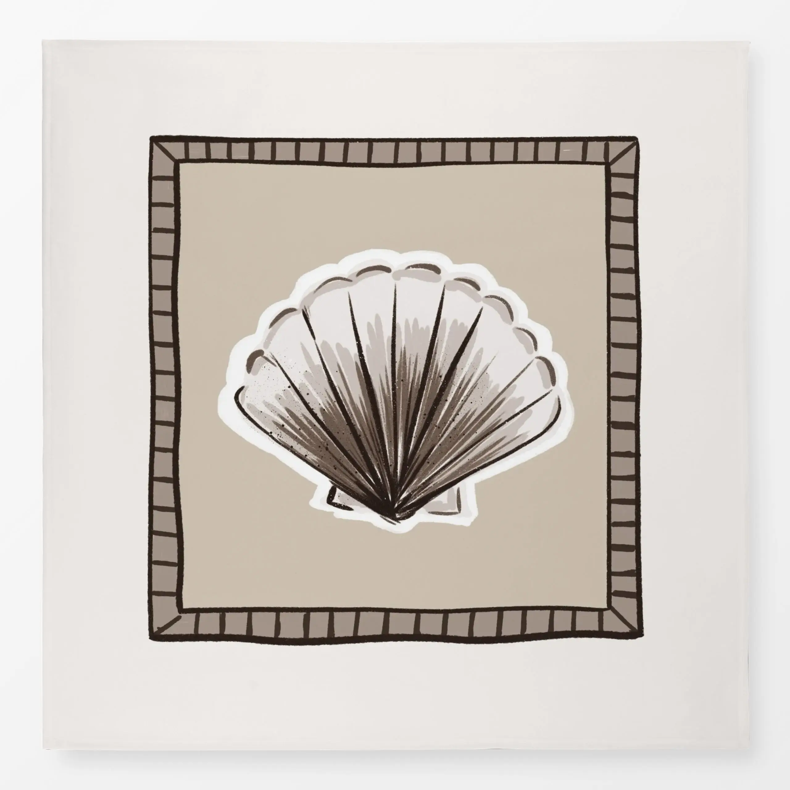 Tischdecke Muschel Rahmen hell - Natur & Landschaft, Sommer - von „Kruth Design"; Garten, Muscheln, outdoor, Beach, Gartende...