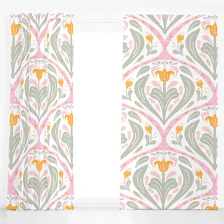 Dekovorhang Gelbe Blumen Elegantes Muster