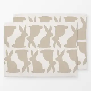 Tischset Hasen Streifen beige