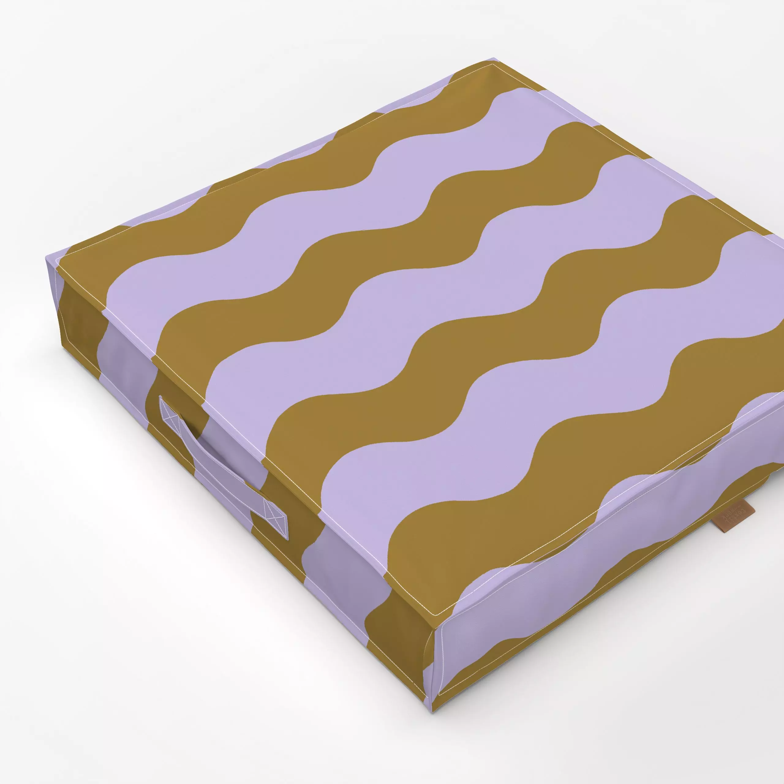 Bodenkissen Große Wellen Braun Flieder - Symbole & Muster - von „Studio Kesse“; Linien, Streifen, Sommer, wellen, lila, brau...