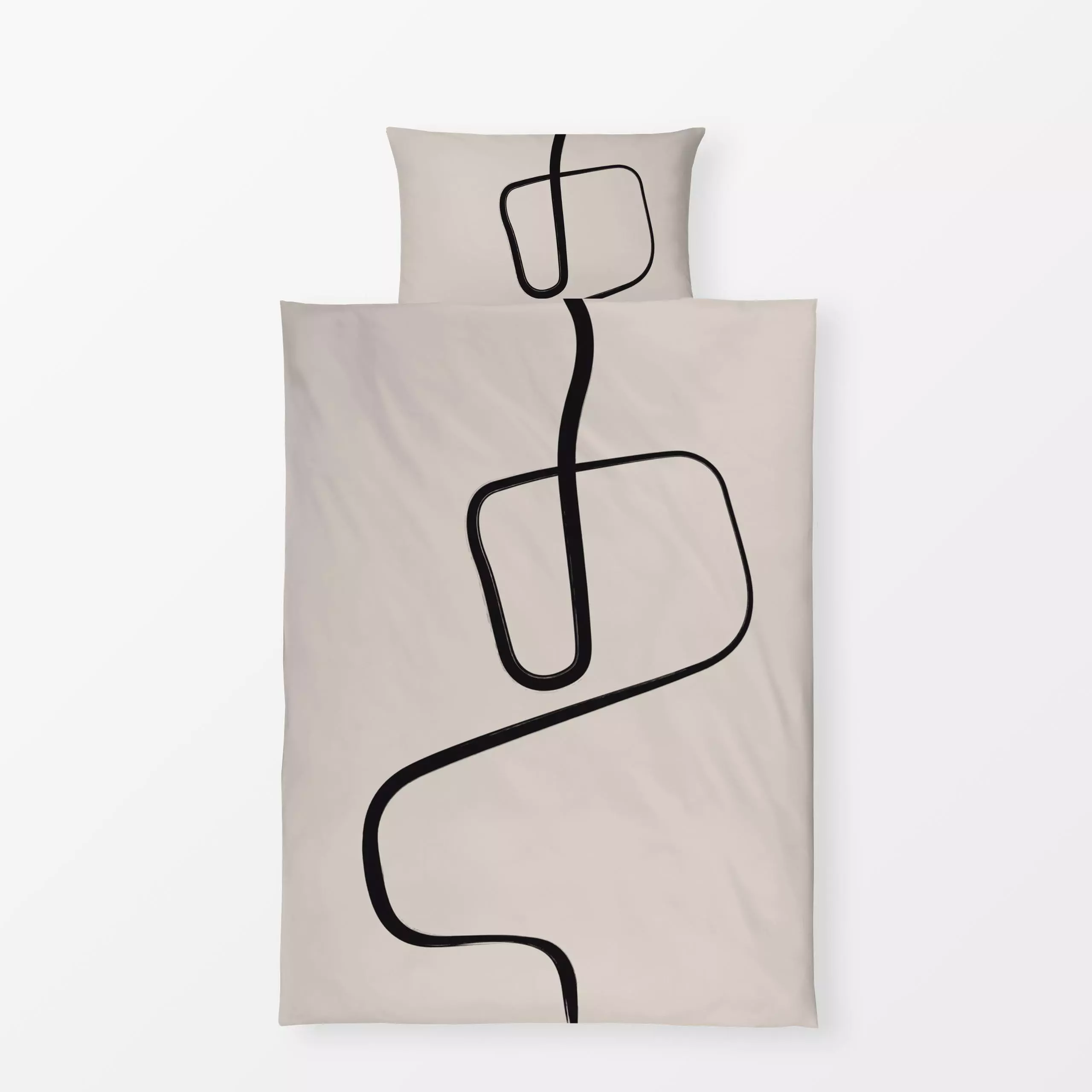Bettwäsche Ink Strokes 2 Beige And Black - Symbole & Muster - von „Nouveau Prints"; Pinselstrich, beige, oriental, Scandi, T...