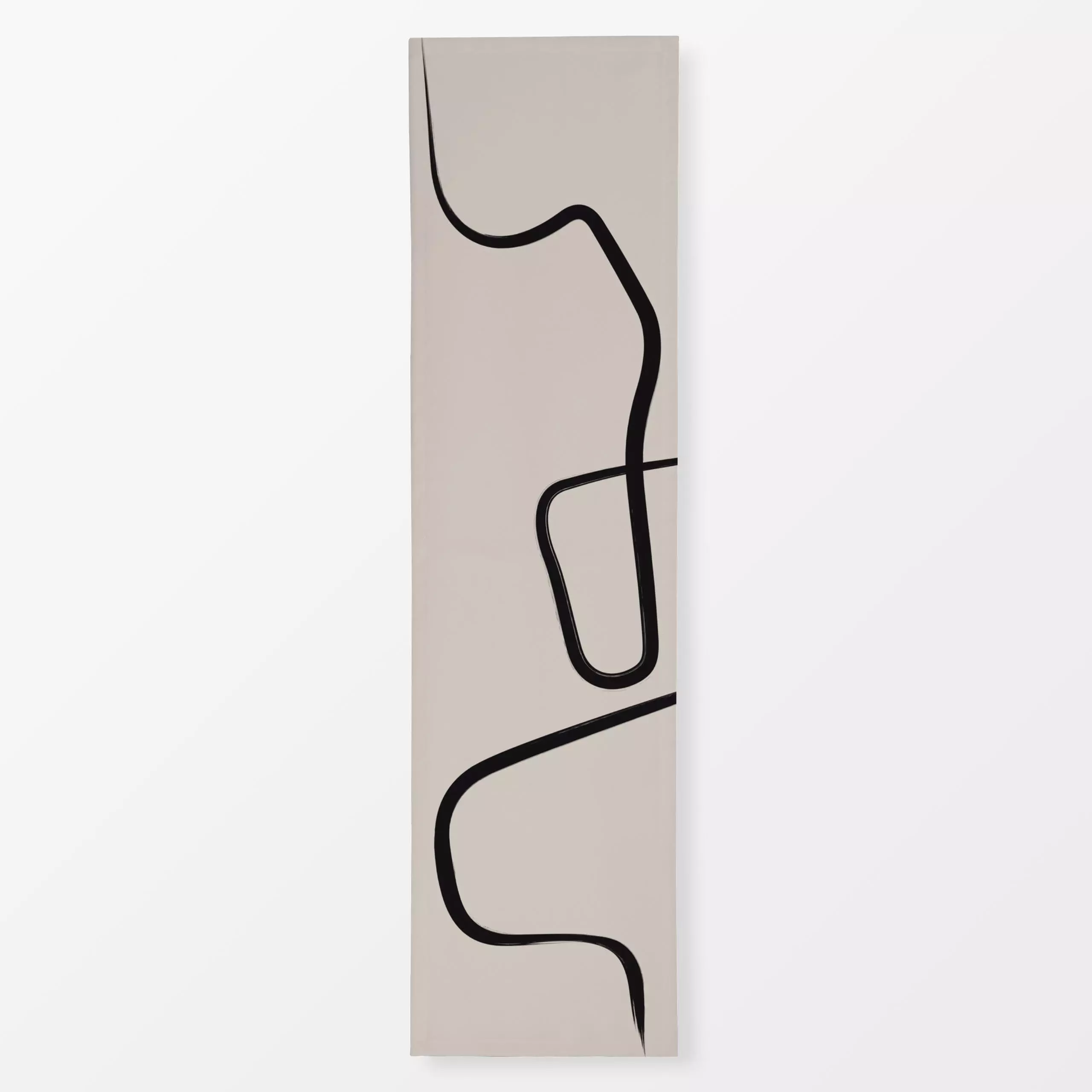 Tischläufer Ink Strokes 2 Beige And Black - Symbole & Muster - von „Nouveau Prints"; Pinselstrich, beige, oriental, Scandi, ...