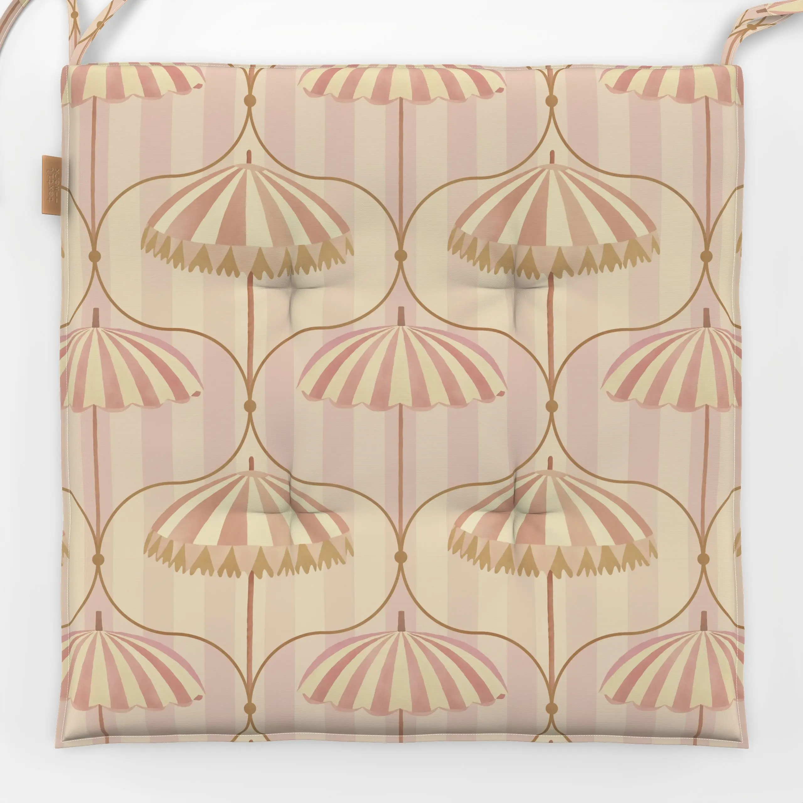 Sitzkissen French Riviera Summer Peach - Sommer - von „Andrea Haase"; Aquarell, Urlaub, Reisen, Ferien, Sonnenschirm, pastel...