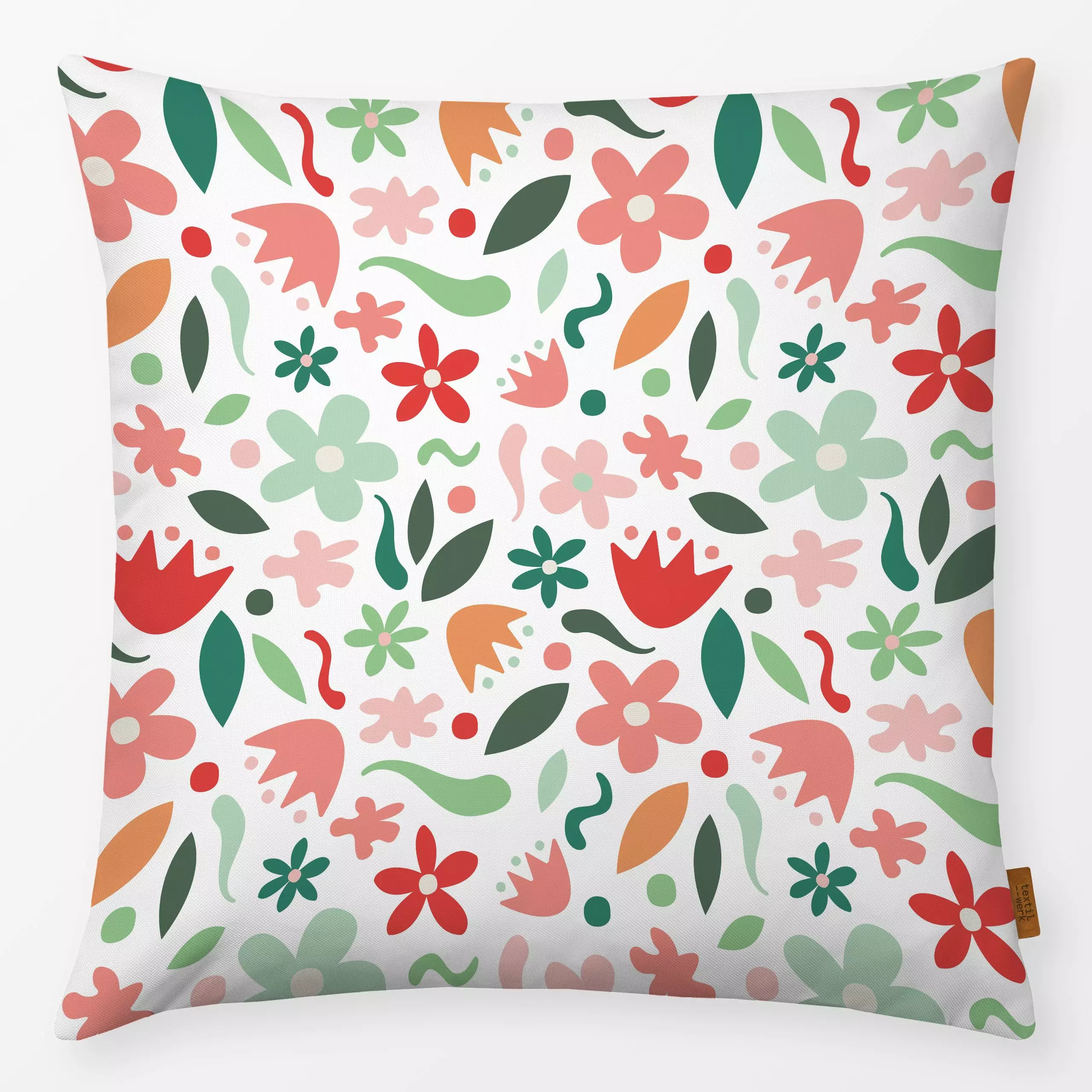 Kissen Flores y Confeti - Blumen & Florales, Sommer - von „Karen Menzenbach"; rosa, Blumen, Blüten, Sommer, grafisch, summer...