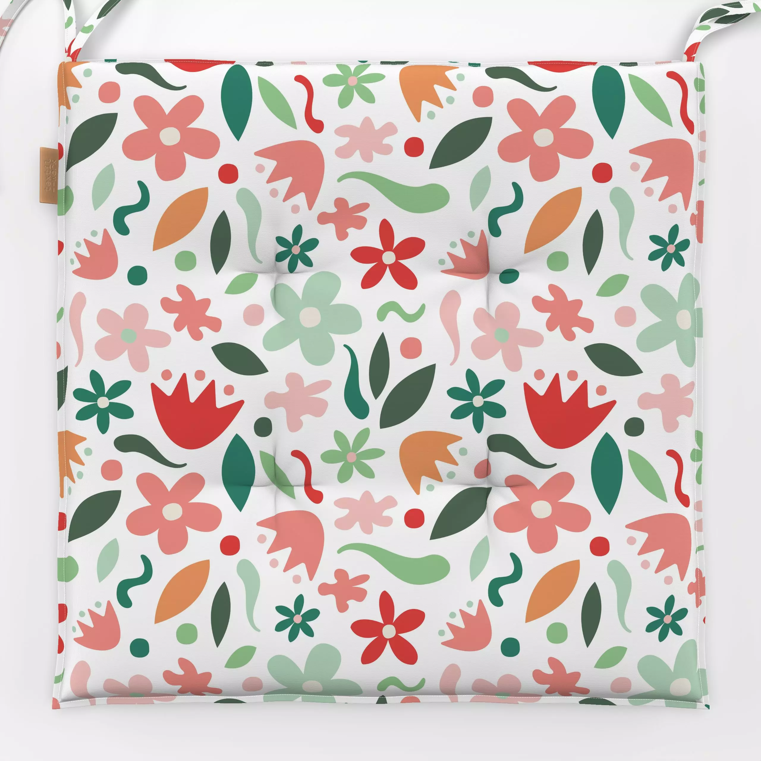 Sitzkissen Flores y Confeti - Blumen & Florales, Sommer - von „Karen Menzenbach"; rosa, Blumen, Blüten, Sommer, grafisch, su...