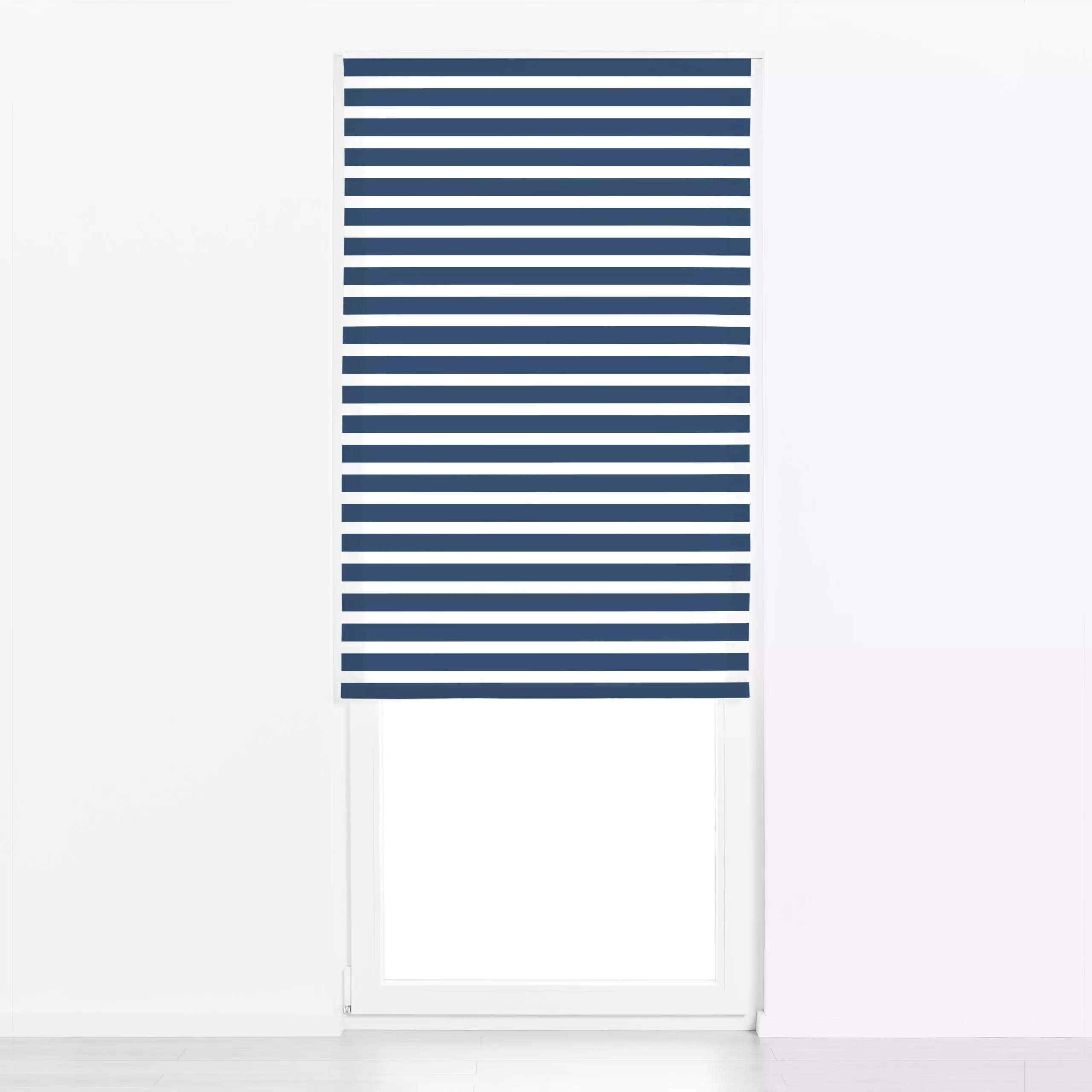 Raffrollo Bold Stripes dark blue - Sommer, Symbole & Muster - von „Karen Menzenbach"; minimal, linie, Linien, Streifen, Geom...