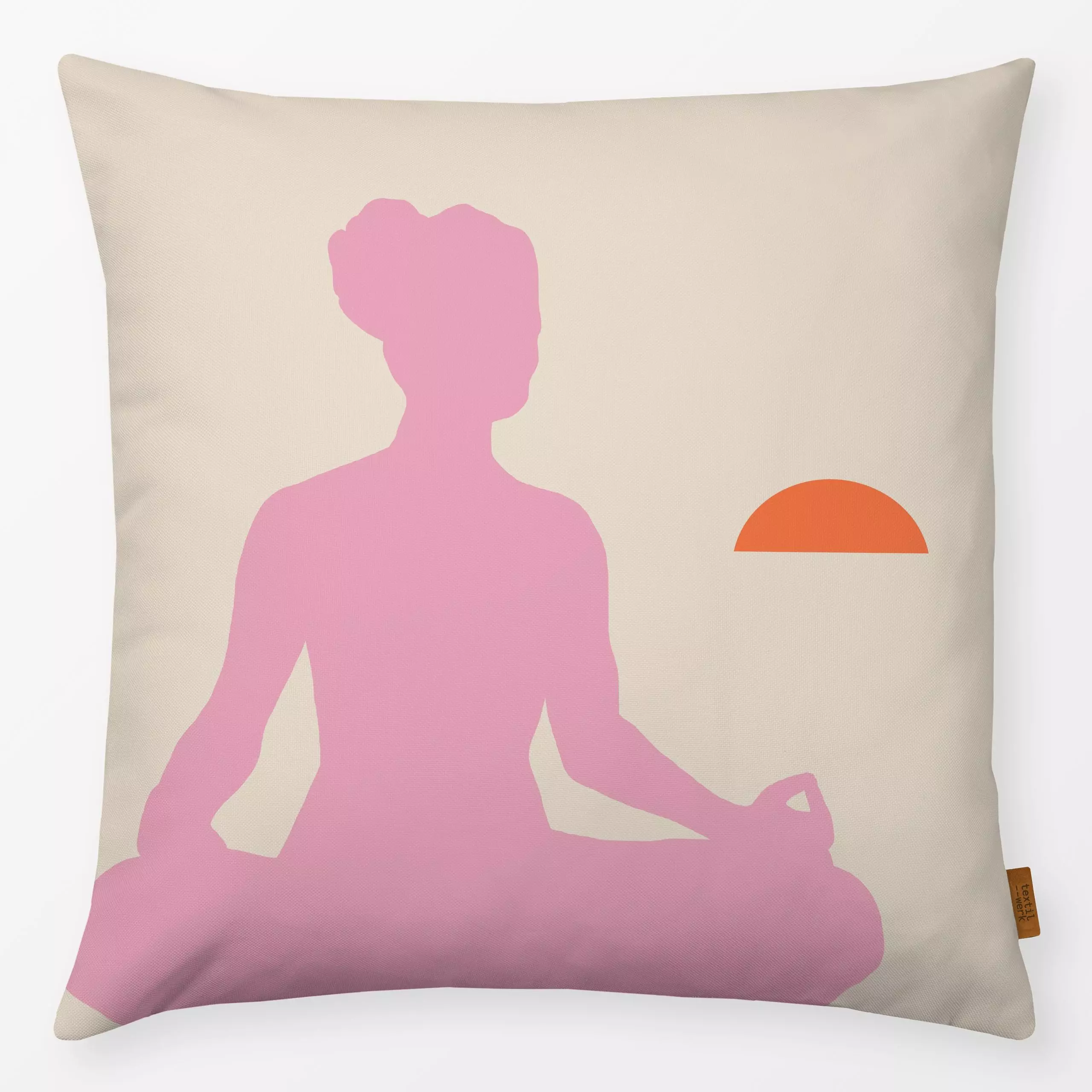 Kissen Me time beige Meditation - Sport - von „Julia Reyelt"; Sonnenaufgang, Self Love, Yoga, gesund, Happy, Lebensfreude, s...