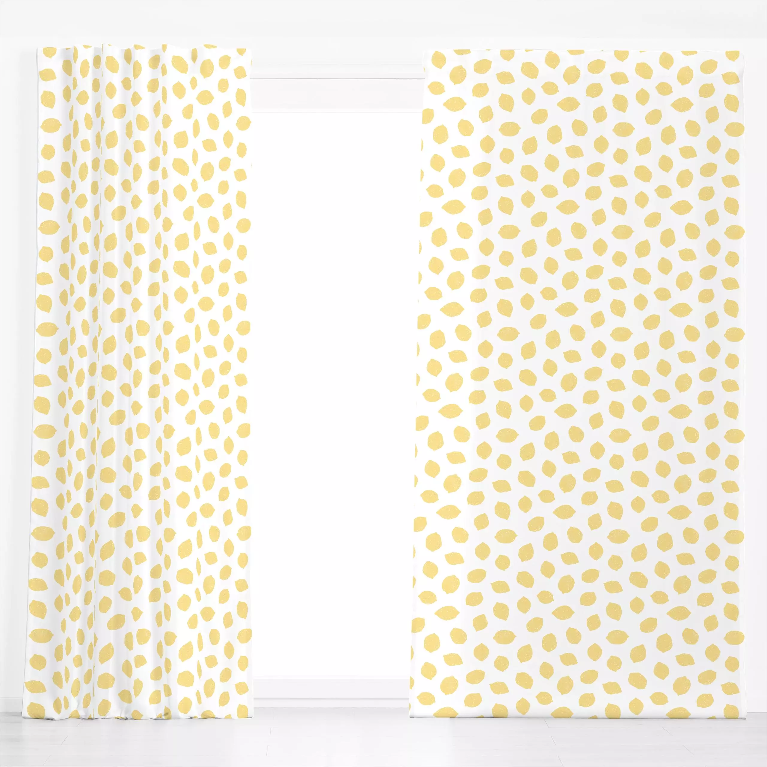 Dekovorhang Zitronen 2 Punkte - Sommer, Küche, Essen & Trinken - von „Primus Pattern"; Obst, minimal, Punkte, Zitrone, Früch...