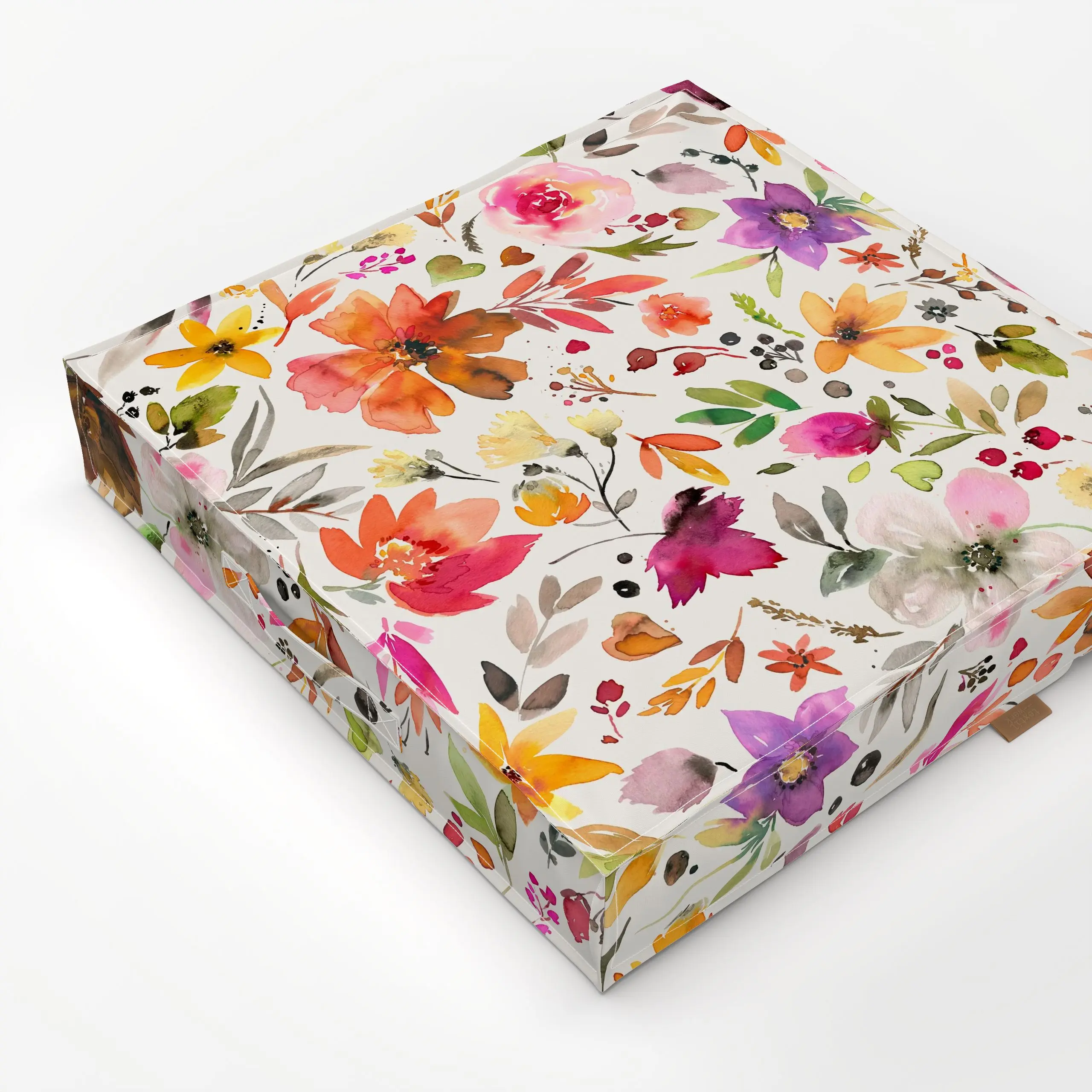 Bodenkissen Artistic Boho Herbst Florale - Blumen & Florales, Herbst - von „Ninola Design "; boho, hippie, Aquarell, Blumen,...