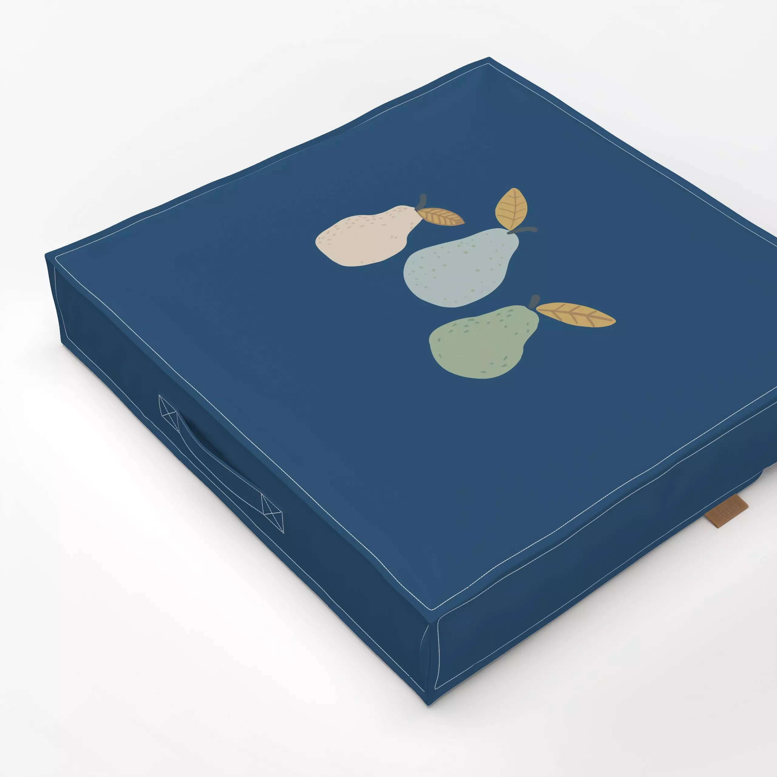 Bodenkissen 3 Birnen blau - von „Katrin Graff“; Obst, Birne, grafisch, minimalistisch, Pastell, cute, herbstlich, navyblue, ...