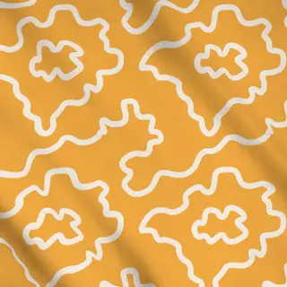 Meterware Abstract Wavy Lines yellow