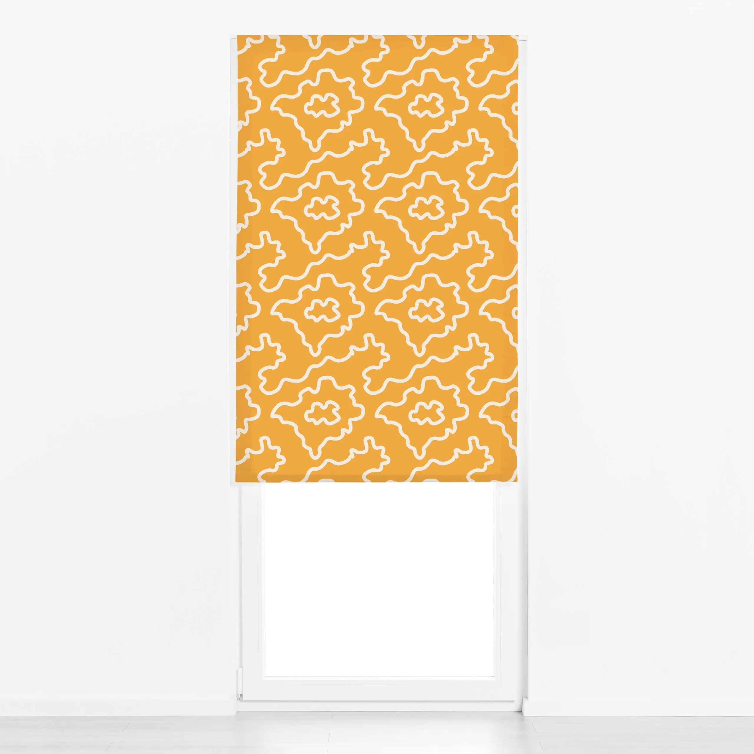 Raffrollo Abstract Wavy Lines yellow - Natur & Landschaft, Sommer, Symbole & Muster - von „Karen Menzenbach"; minimal, abstr...