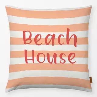 Kissen Beach House gestreift coral