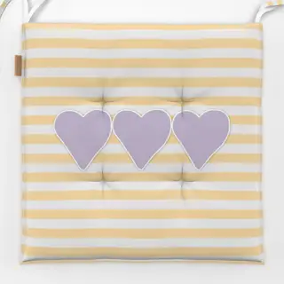 Sitzkissen Lila Herzen Gelbe Streifen