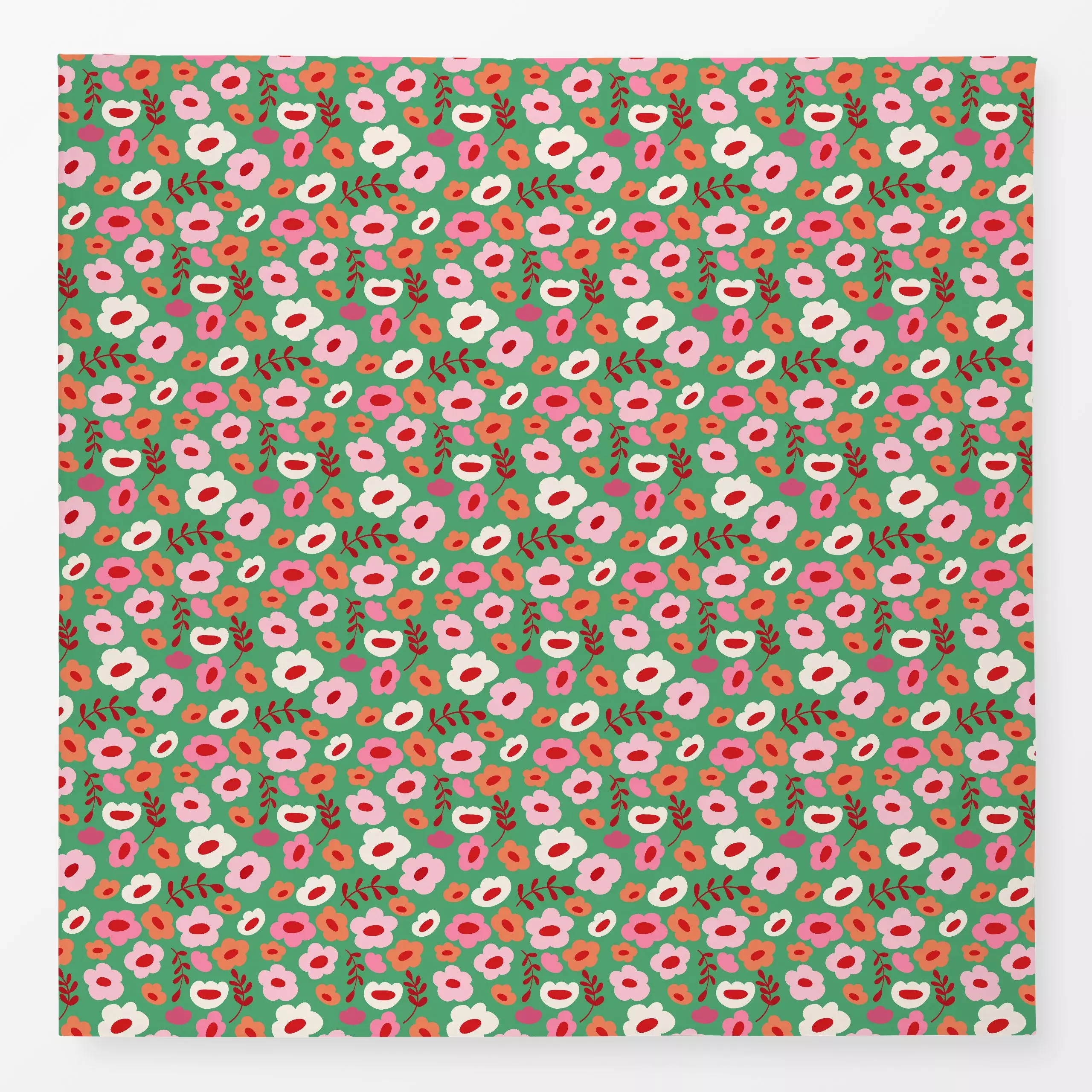 Tischdecke Frühlingswiese Grün - Blumen & Florales, Natur & Landschaft, Pflanzen & Botanik - von „Andrea Liesert"; Retro, Bl...