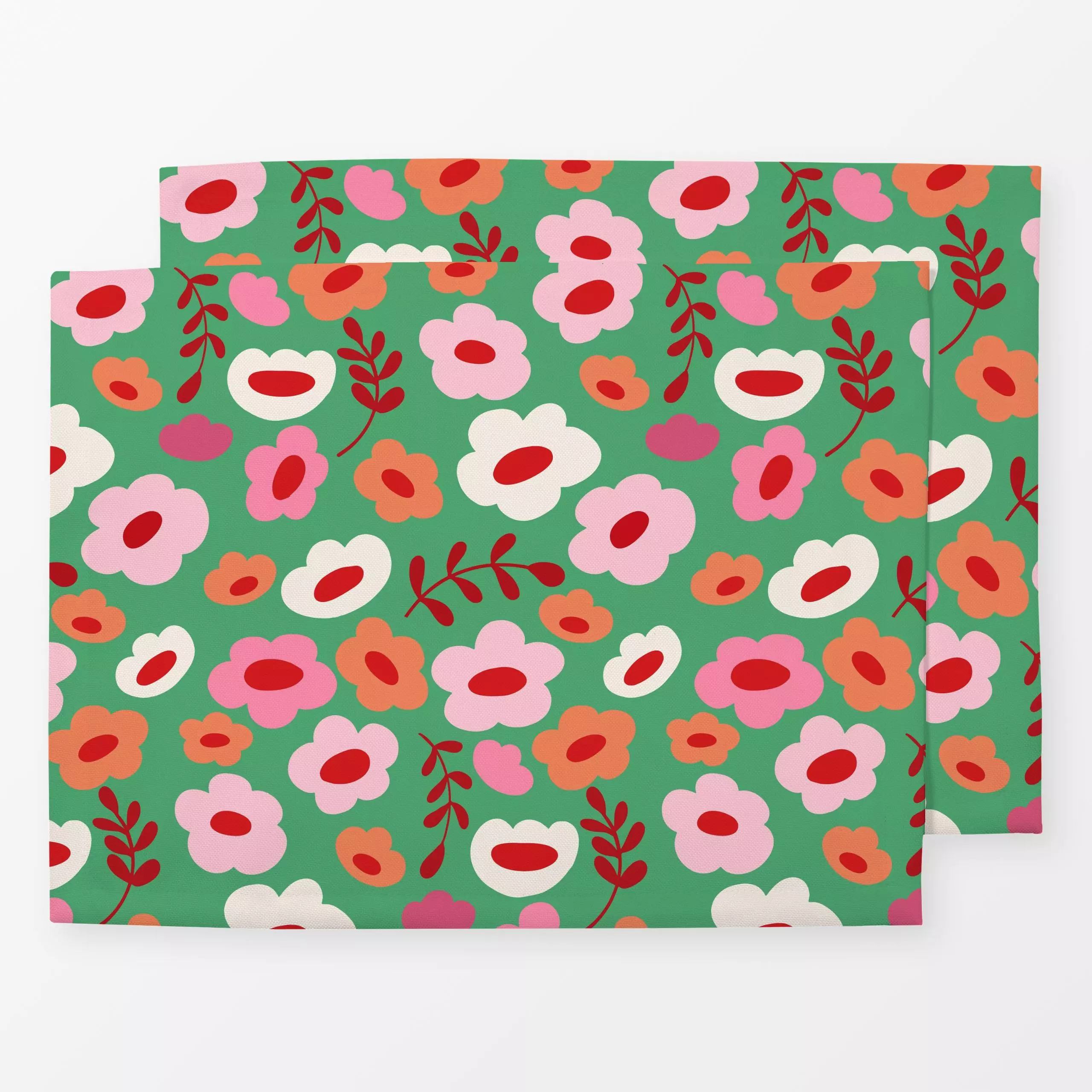 Tischset Frühlingswiese Grün - Blumen & Florales, Natur & Landschaft, Pflanzen & Botanik - von „Andrea Liesert"; Retro, Blüt...