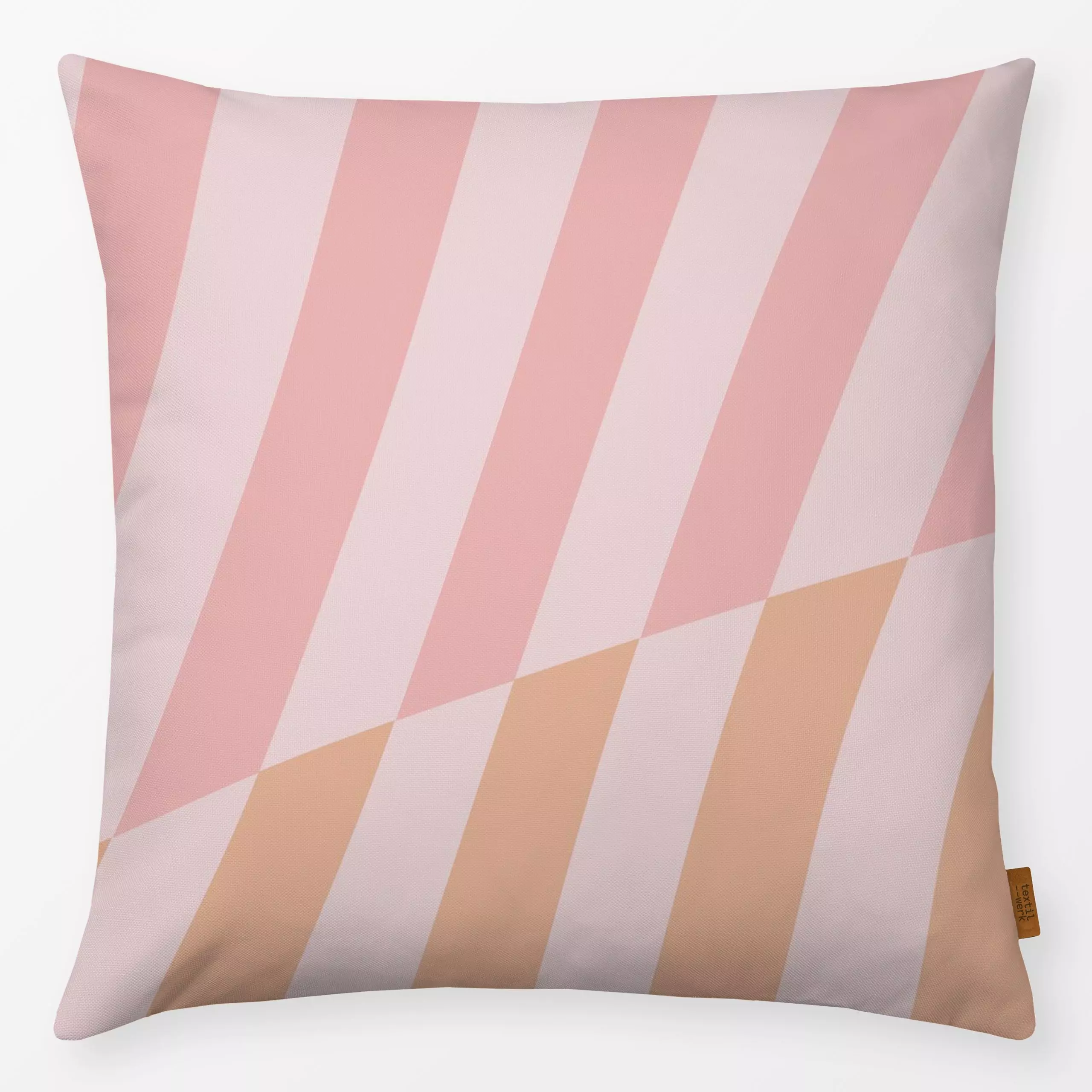 Kissen Diagonal versetzt rosa - Symbole & Muster - von „Andrea Liesert"; abstrakt, Streifen, rosa, Orange, simpel, diagonal,...