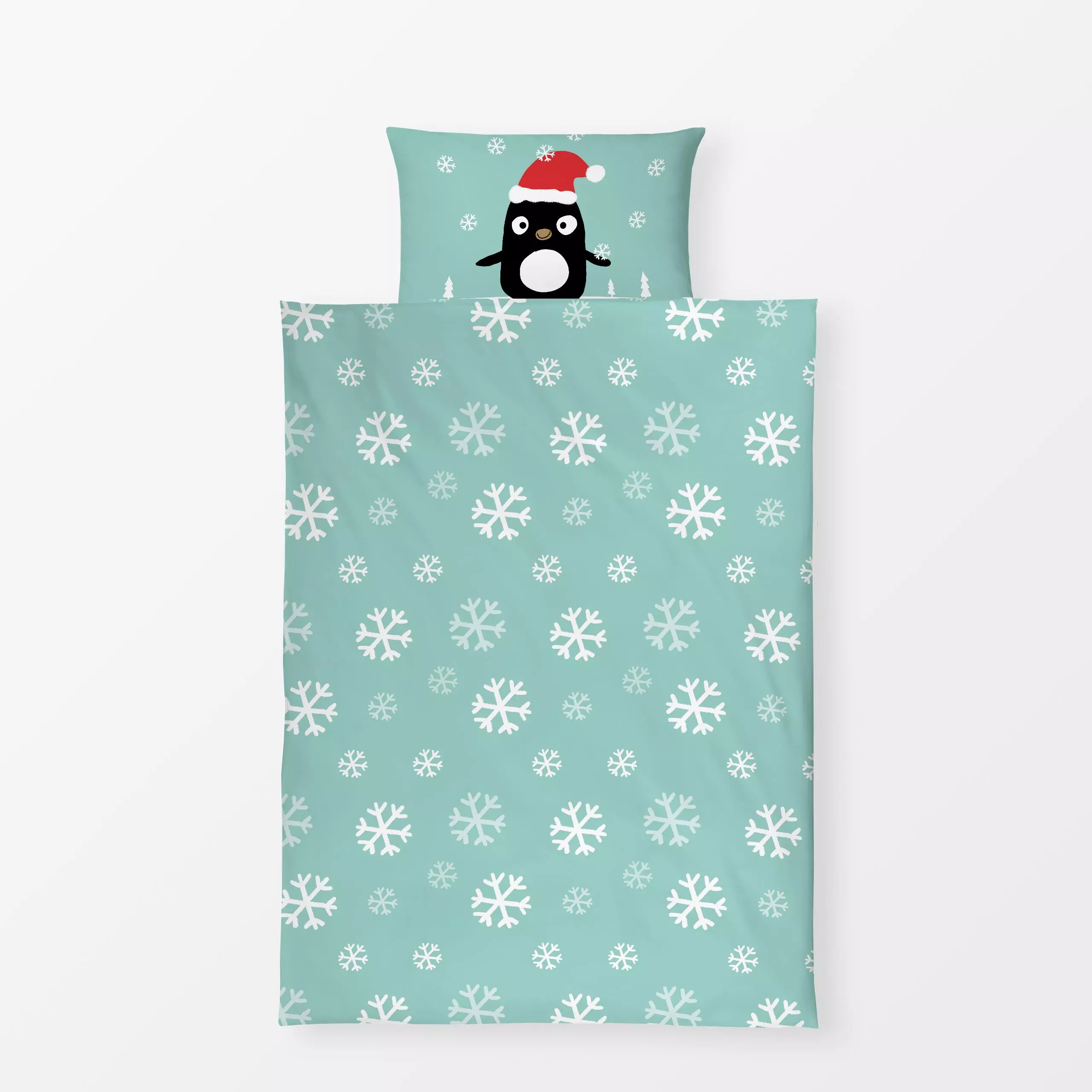 Bettwäsche Pinguin mit Eisblume - Kinderzimmer & Motive für Kinder, Tiere, Weihnachten - von „Julia Reyelt"; Muster, Eis, Pi...