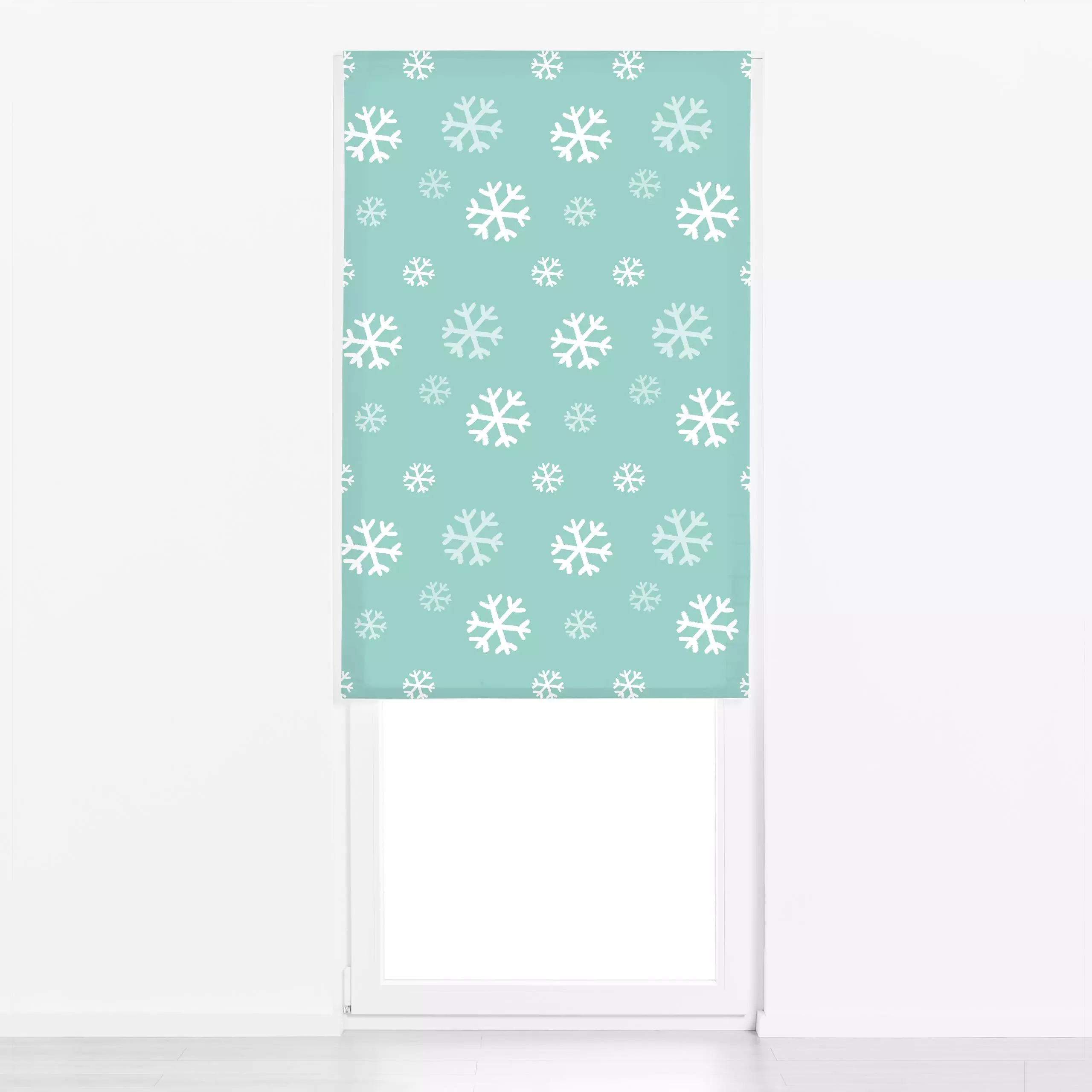 Raffrollo Pinguin mit Eisblume - Kinderzimmer & Motive für Kinder, Tiere, Weihnachten - von „Julia Reyelt"; Muster, Eis, Pin...