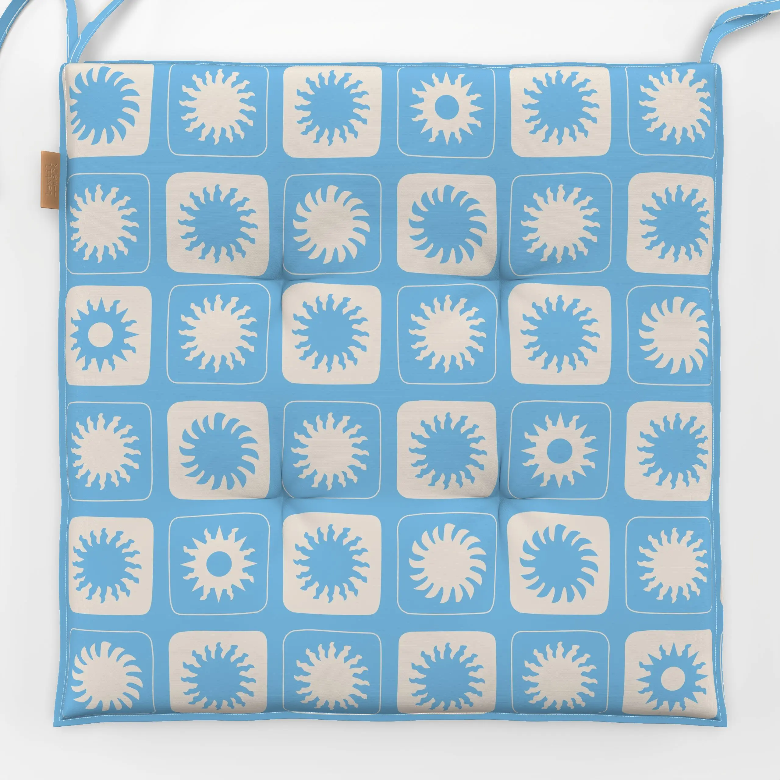 Sitzkissen Abstract Sun Pattern blue - Natur & Landschaft, Sommer - von „Karen Menzenbach"; Meer, Sonne, Sommer, grafisch, U...