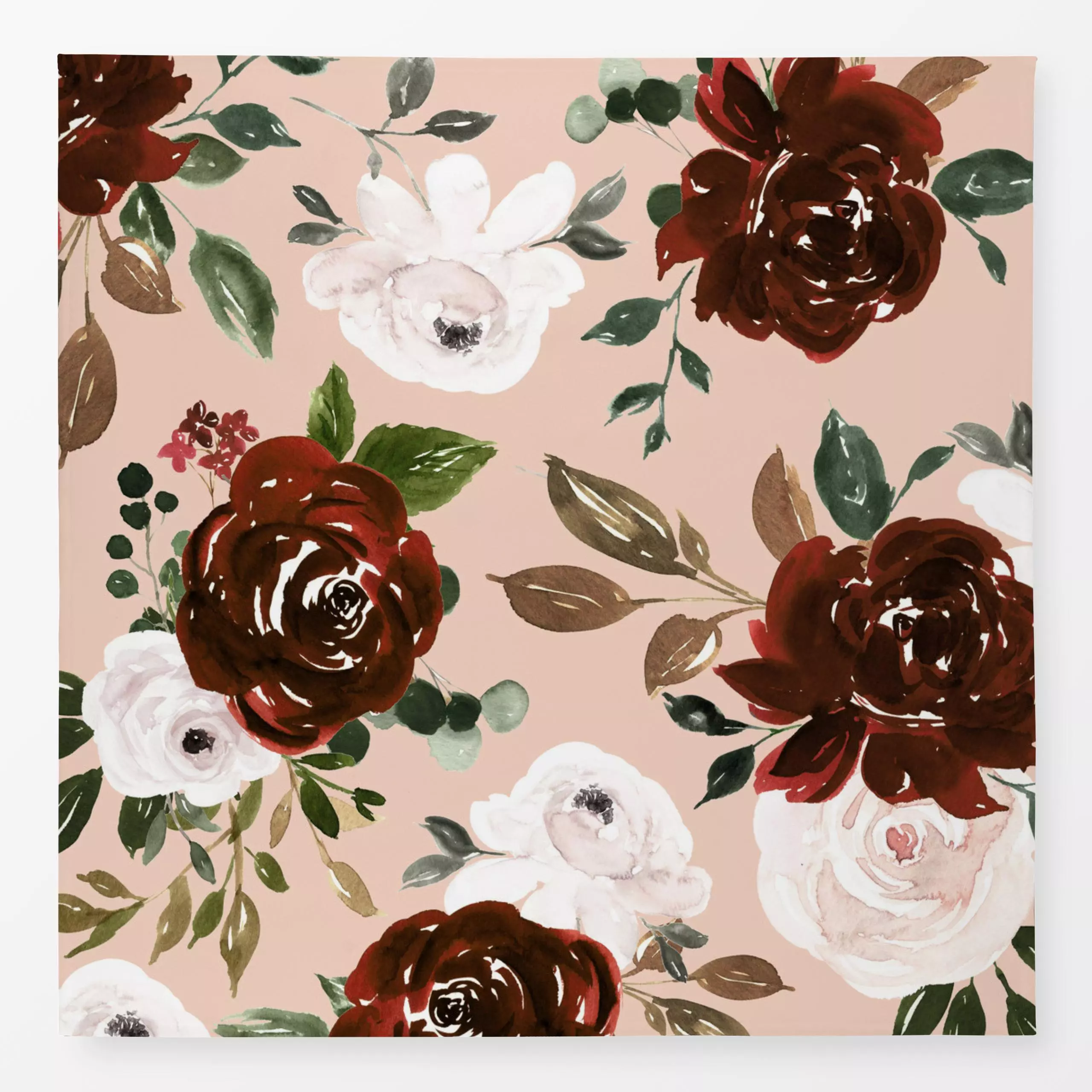 Tischdecke Erntedank Rosen - Blumen & Florales, Herbst - von „Uta Naumann"; boho, Muster, Wasserfarben, skandinavisch, Blume...