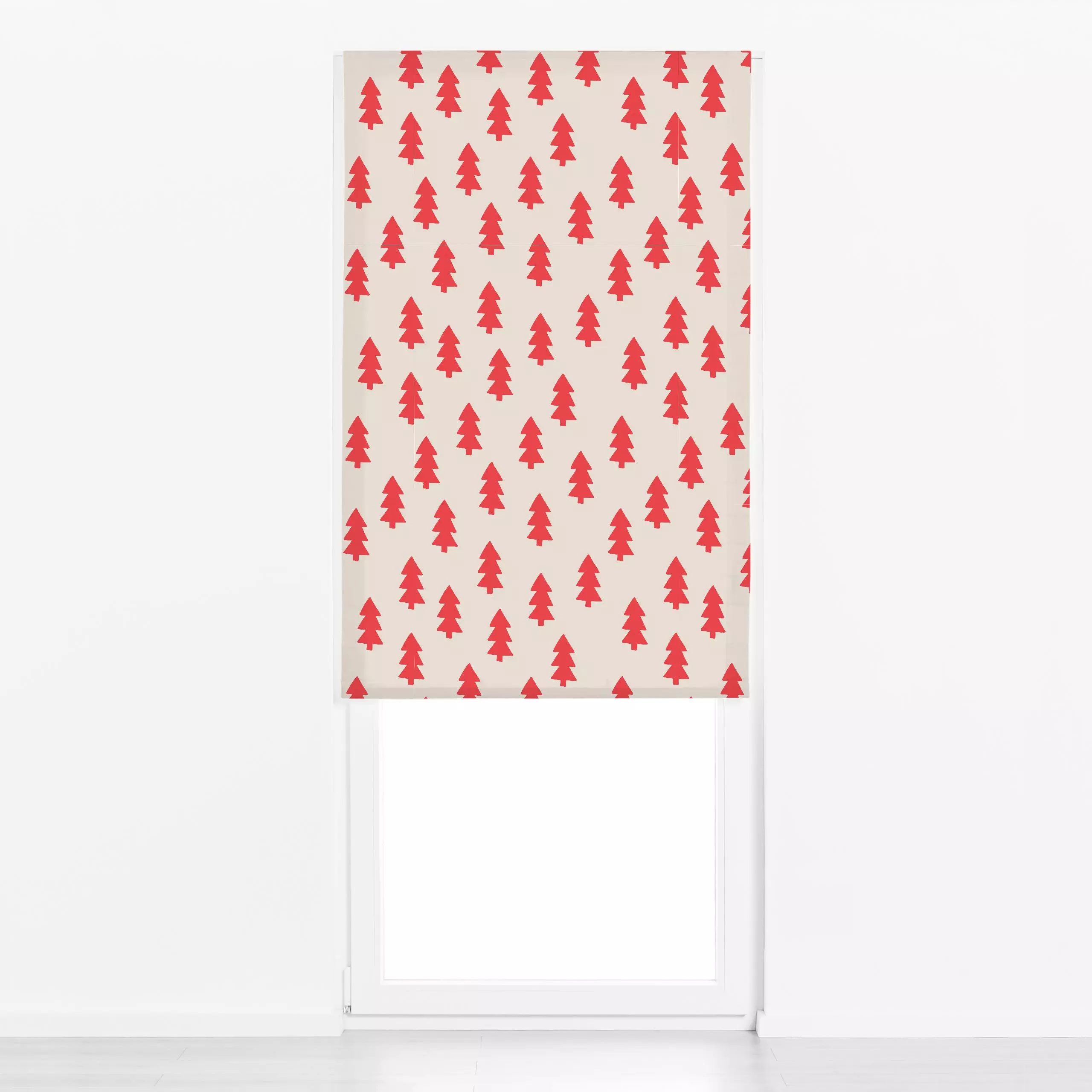 Raffrollo Mistletoe Tanne Beige Rot - Weihnachten, Winter, Anlässe - von „Studio ROSAGRAU"; Illustration, Tannenbaum, rot, S...