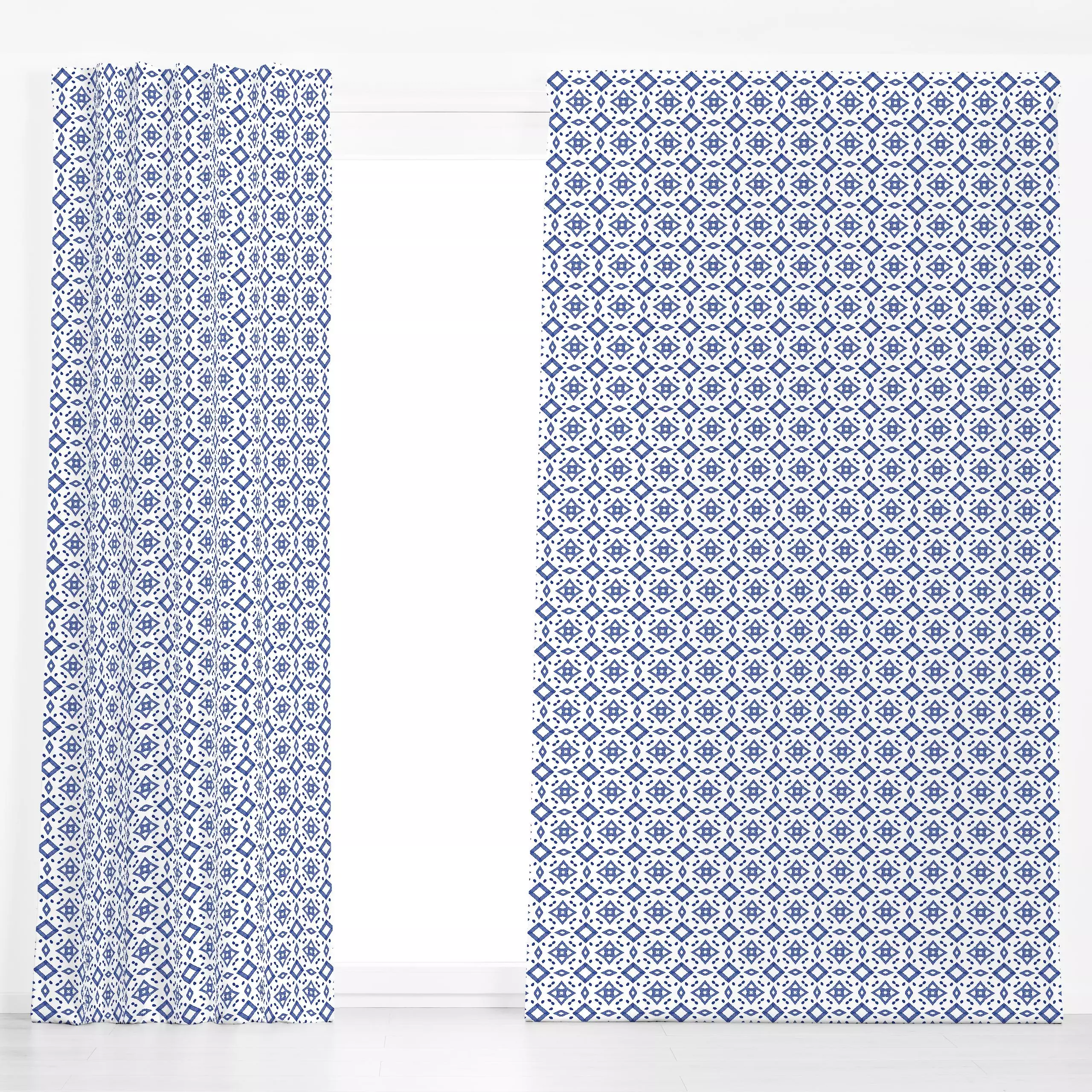 Dekovorhang Boho Indigo Muster - Städte & Länder, Sommer, Symbole & Muster - von „Monika Strigel"; marrokko, boho, hippie, M...