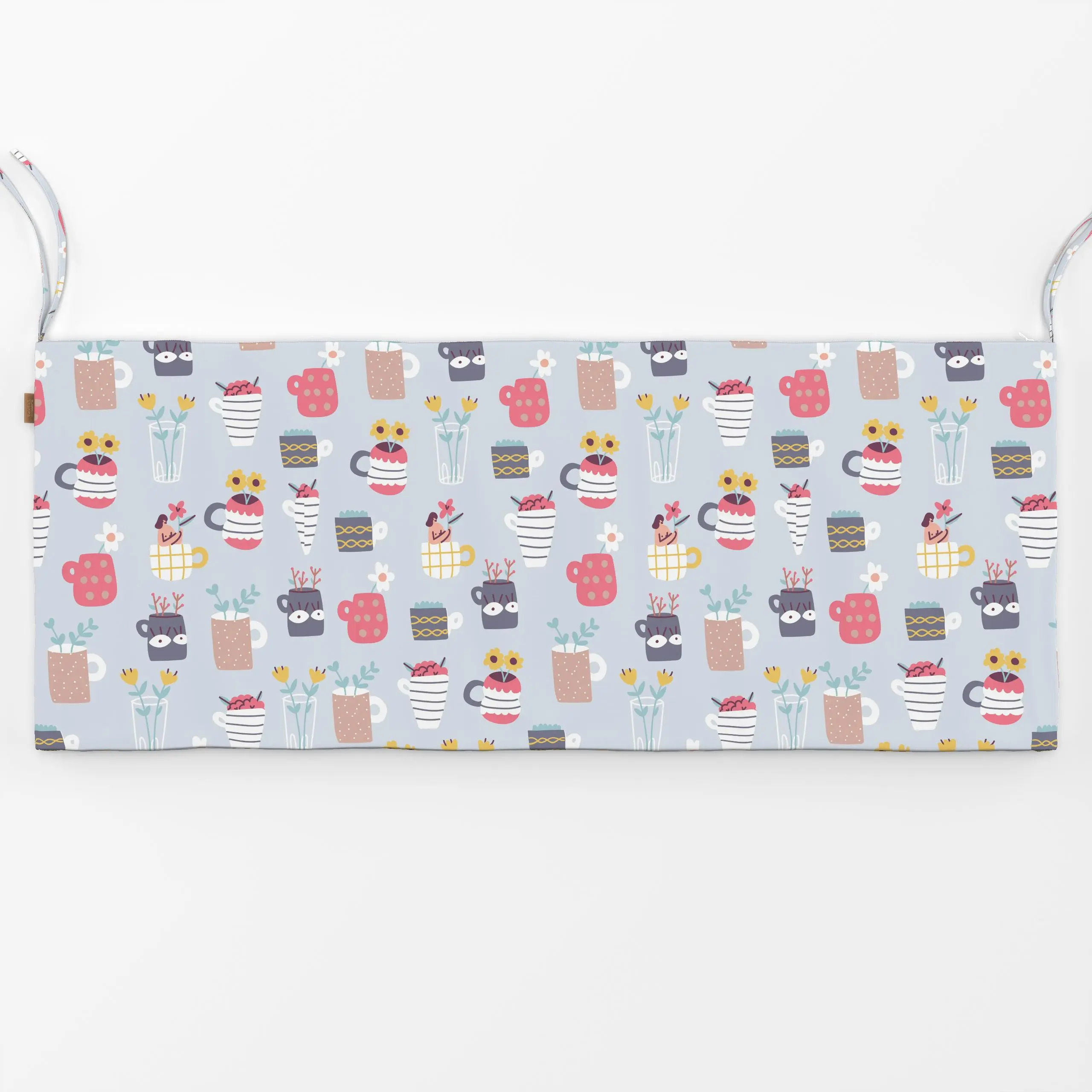 Bankauflage Mugs and Pots - Blumen & Florales - von „Sara Maese"; Blumen, floral, pattern, flowers, cute, Topfpflanze, Tasse...