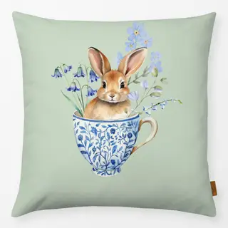 Kissen Hase in Tasse Grün