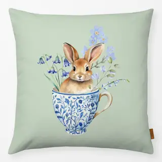 Kissen Hase in Tasse Grün