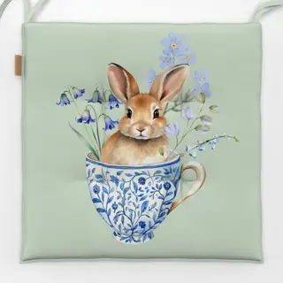 Sitzkissen Hase in Tasse Grün