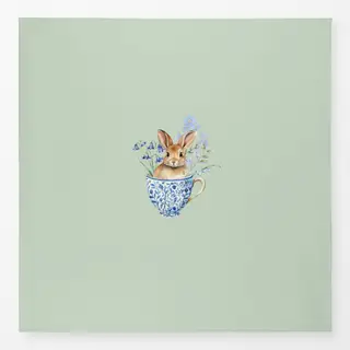 Tischdecke Hase in Tasse Grün
