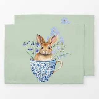 Tischset Hase in Tasse Grün
