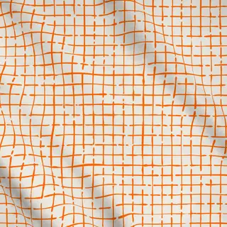 Meterware Netz Karo Orange Beige