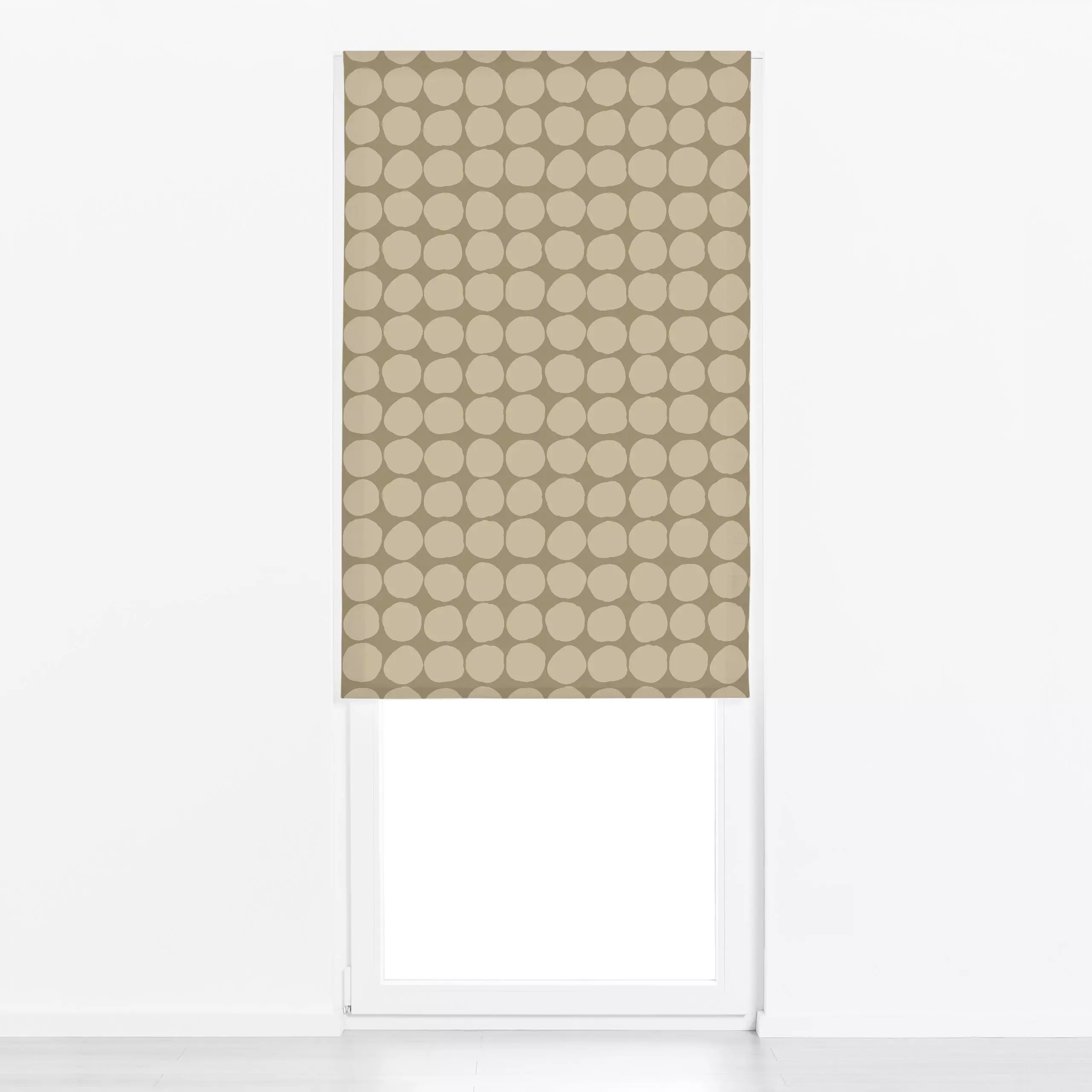 Raffrollo Beige Dots - Symbole & Muster - von „Studio Memb"; Muster, minimal, Punkte, Sand, beige, Kreise, monochrom