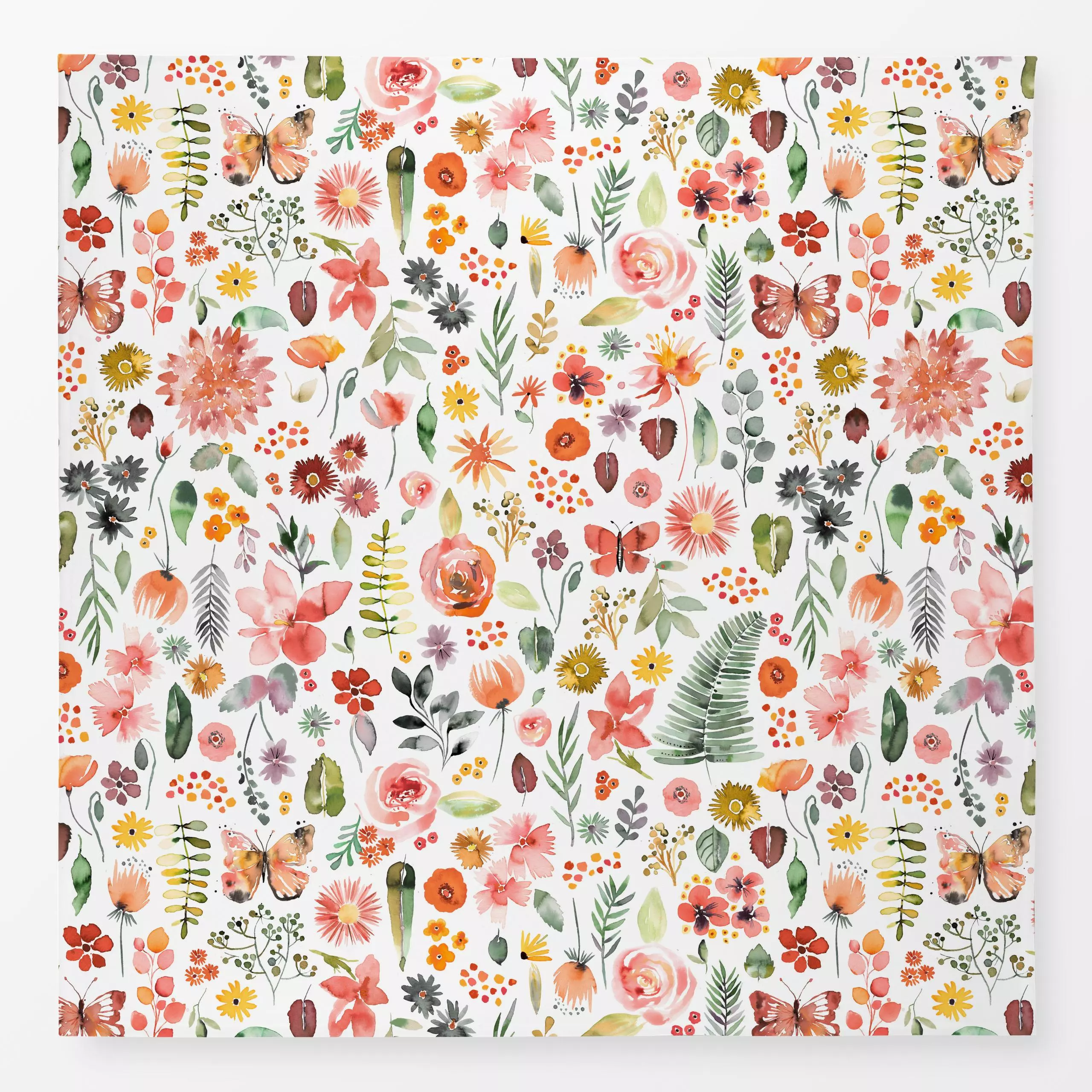 Tischdecke Colorful Spring Forest Plants - Blumen & Florales, Frühling - von „Ninola Design "; boho, Blatt, Pflanzen, Farn, ...