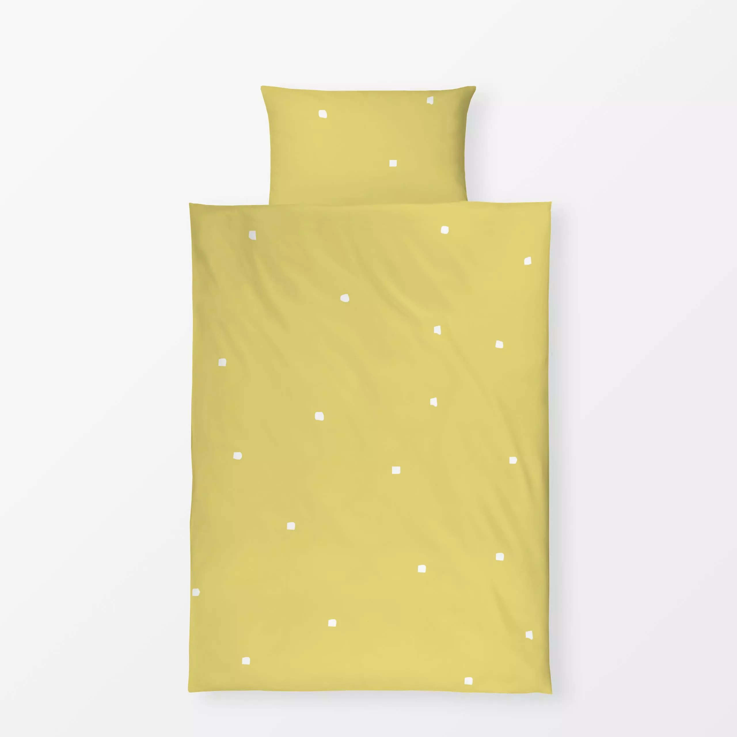 Bettwäsche Salz Punkte Limone Gelb - Sommer, Symbole & Muster - von „Alisa Knöß"; Punkte, skandinavisch, gelb, Weiss, Mittso...