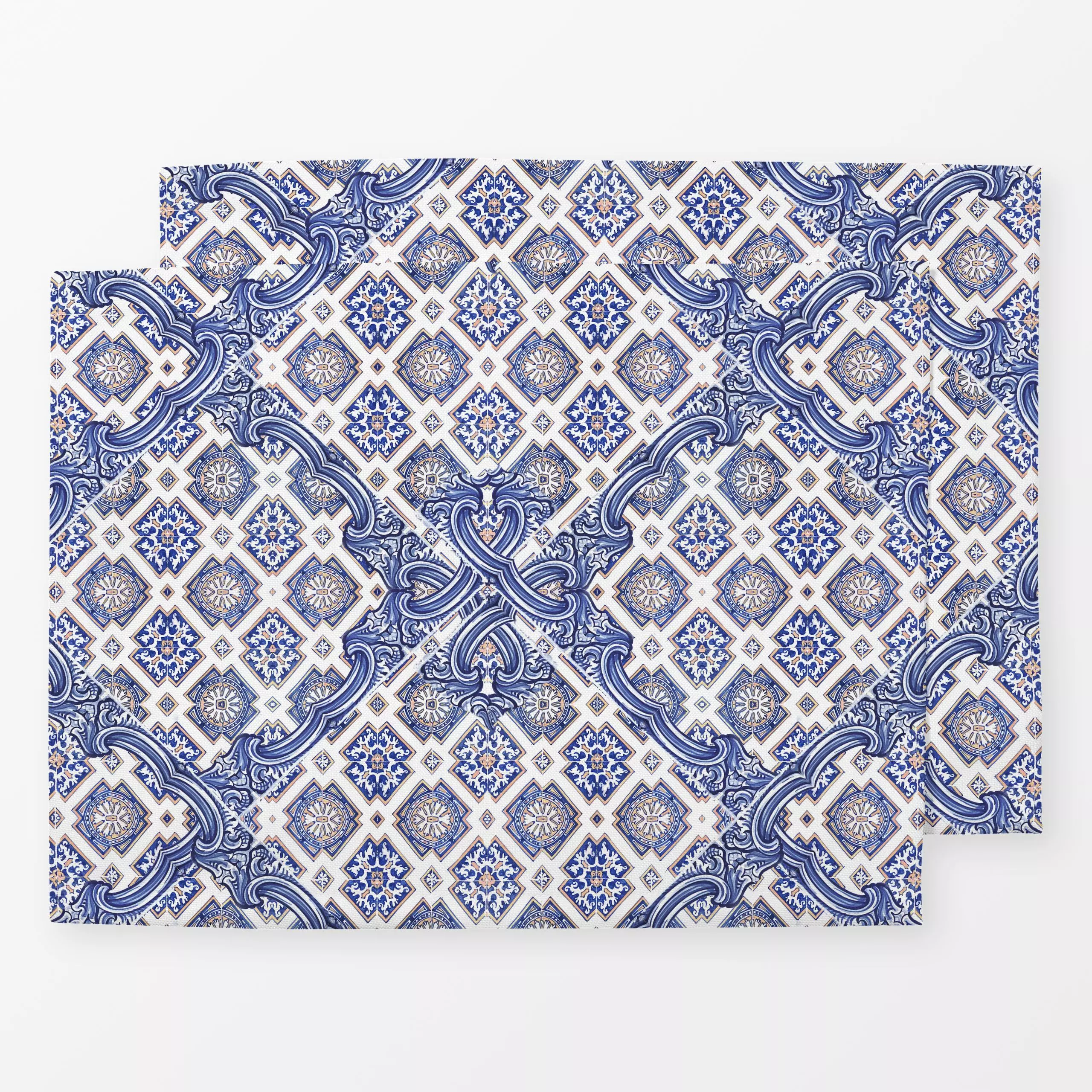 Tischset Blaue Mittelmeer Fliesen - Sommer, Symbole & Muster - von „Bloomery Decor"; Muster, Sommer, summer, mediterranean, ...